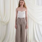 Linen beige wide leg trousers YASMINE