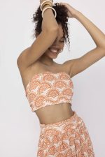 Mind Matter Strapless Τοπ από Τυπωμένο Λινό με Βολάν και Δέσιμο στην Πλάτη SUKI - Image 2