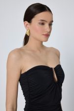 Mind Matter Strapless Ζέρσεϊ Μίνι Φόρεμα με Ντραπάρισμα και Διακοσμητικό Κρίκο HAVANA - Image 4