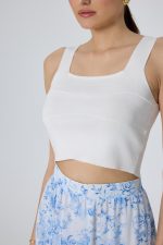 Mind Matter Αμάνικο Πλεκτό Cropped Τοπ από Βισκόζη COLDY - Image 2